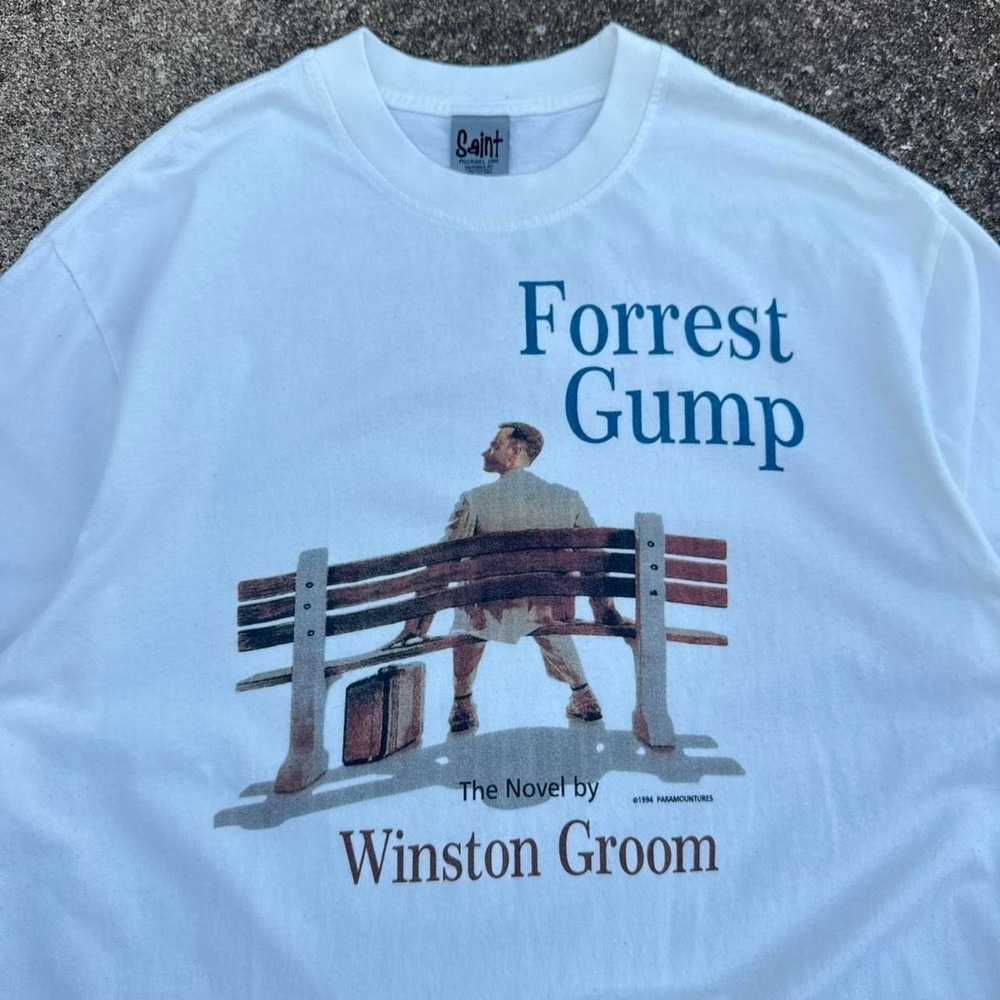 Vintage 90s Forrest Gump Movie Promo Shirt Smiley Face White Large (d6)